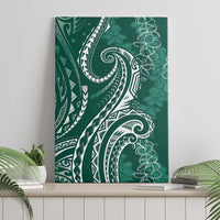 Polynesia Plumeria Lei Canvas Wall Art Sage Green Curves Motif