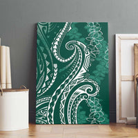 Polynesia Plumeria Lei Canvas Wall Art Sage Green Curves Motif