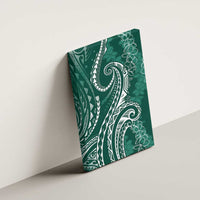 Polynesia Plumeria Lei Canvas Wall Art Sage Green Curves Motif