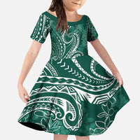 Polynesia Plumeria Lei Family Matching Short Sleeve Bodycon Dress and Hawaiian Shirt Sage Green Curves Motif
