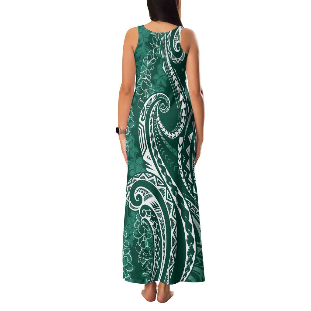 Polynesia Plumeria Lei Family Matching Tank Maxi Dress and Hawaiian Shirt Sage Green Curves Motif
