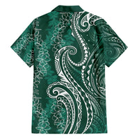 Polynesia Plumeria Lei Hawaiian Shirt Sage Green Curves Motif