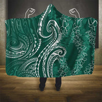 Polynesia Plumeria Lei Hooded Blanket Sage Green Curves Motif