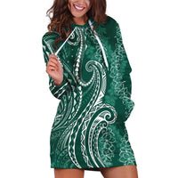Polynesia Plumeria Lei Hoodie Dress Sage Green Curves Motif