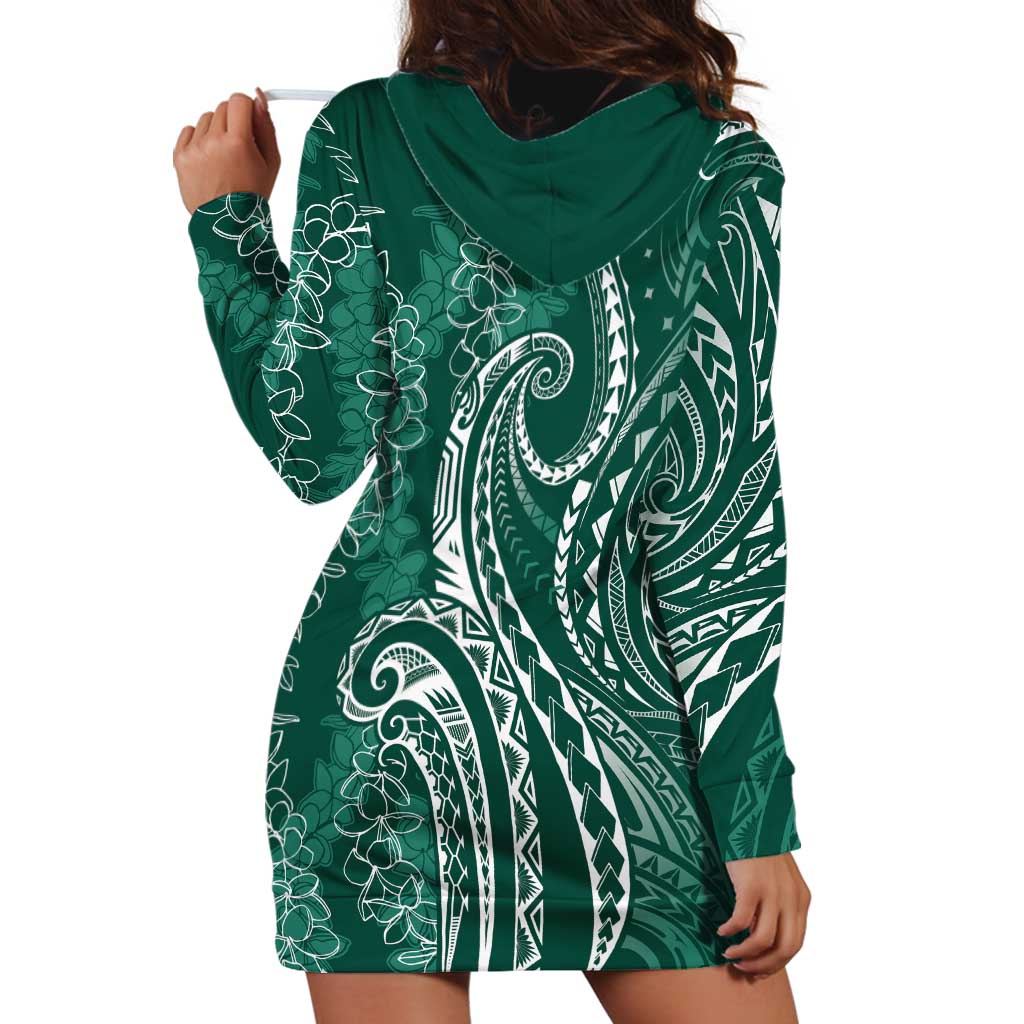 Polynesia Plumeria Lei Hoodie Dress Sage Green Curves Motif