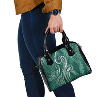 Polynesia Plumeria Lei Shoulder Handbag Sage Green Curves Motif LT7 - Polynesian Pride
