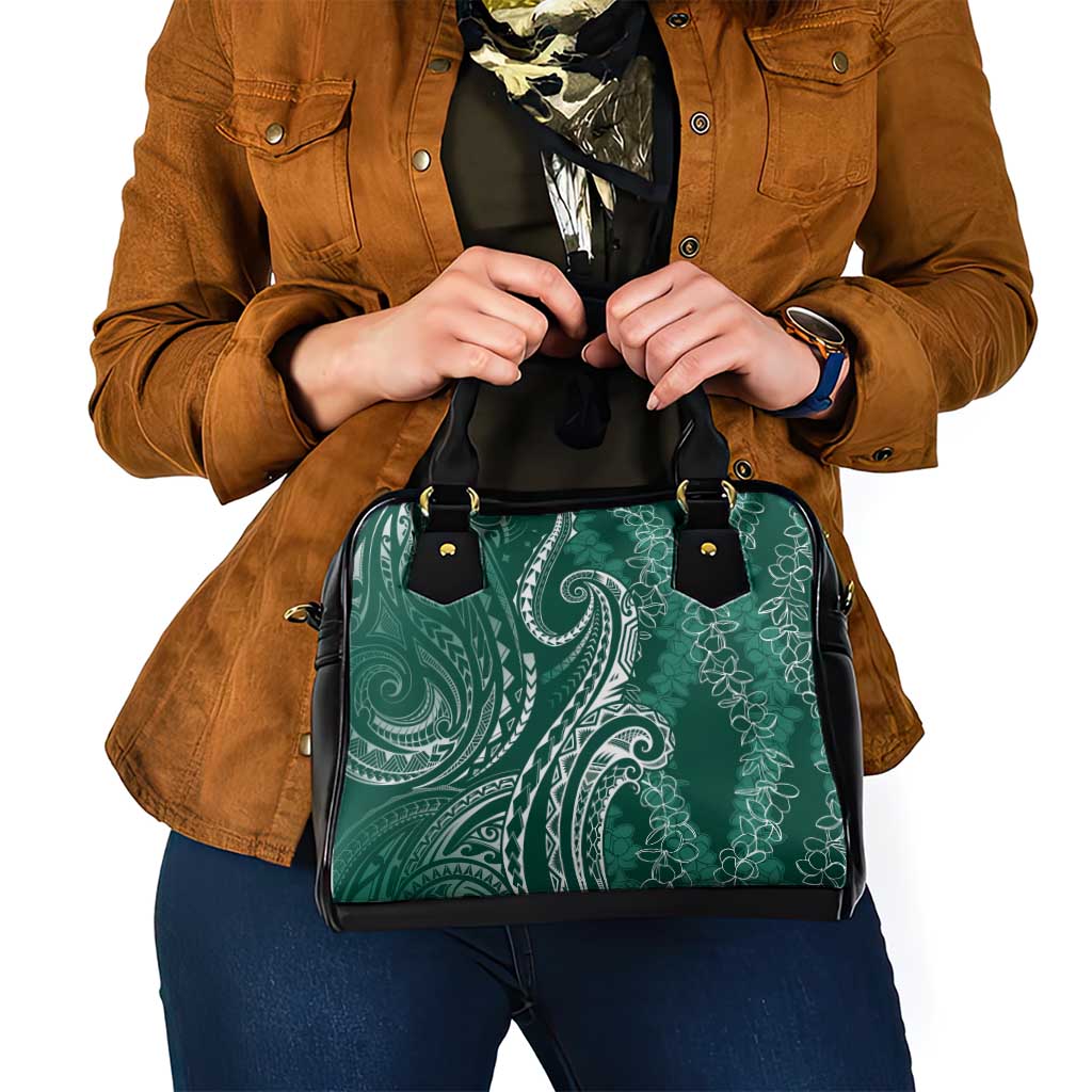 Polynesia Plumeria Lei Shoulder Handbag Sage Green Curves Motif LT7 - Polynesian Pride