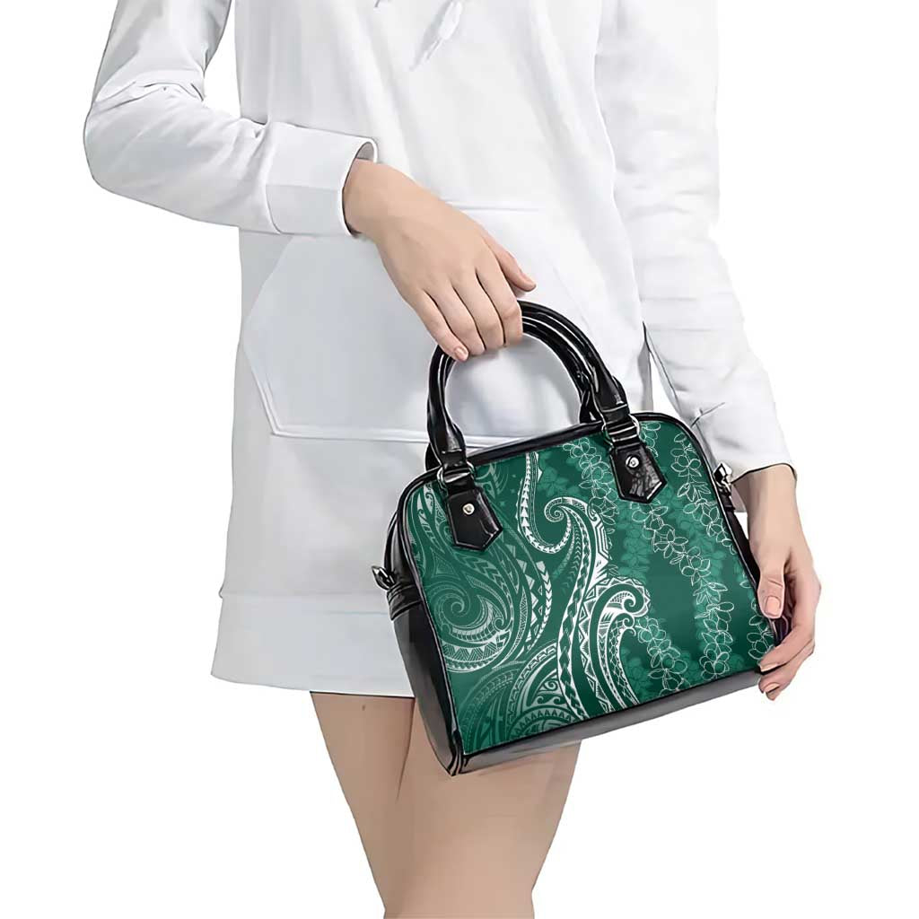 Polynesia Plumeria Lei Shoulder Handbag Sage Green Curves Motif LT7 - Polynesian Pride