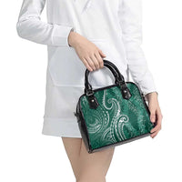 Polynesia Plumeria Lei Shoulder Handbag Sage Green Curves Motif LT7 - Polynesian Pride