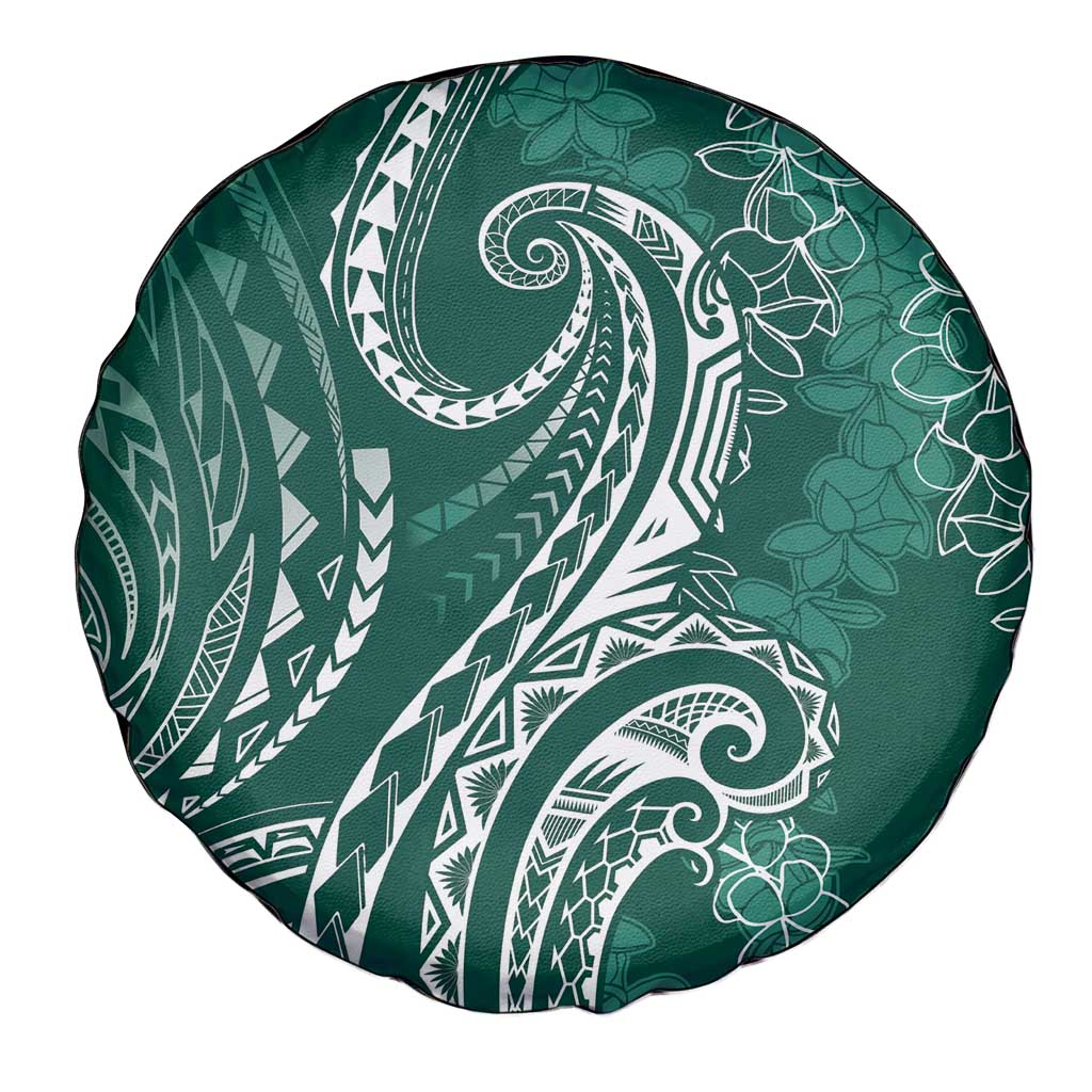 Polynesia Plumeria Lei Spare Tire Cover Sage Green Curves Motif