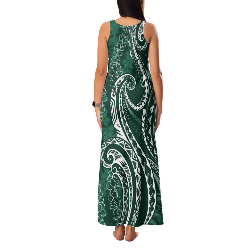 Polynesia Plumeria Lei Tank Maxi Dress Sage Green Curves Motif