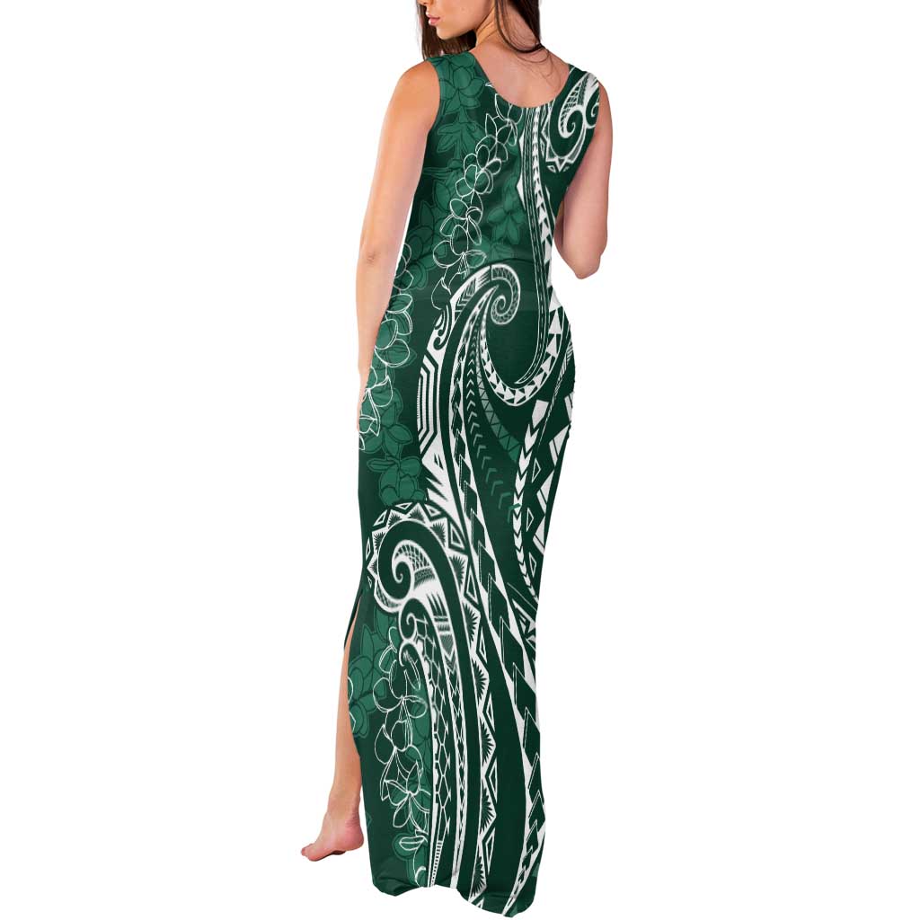 Polynesia Plumeria Lei Tank Maxi Dress Sage Green Curves Motif