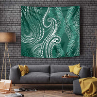 Polynesia Plumeria Lei Tapestry Sage Green Curves Motif