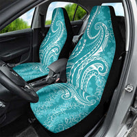 Polynesia Plumeria Lei Car Seat Cover Teal Curves Motif