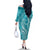 Polynesia Plumeria Lei Family Matching Off The Shoulder Long Sleeve Dress and Hawaiian Shirt Teal Curves Motif