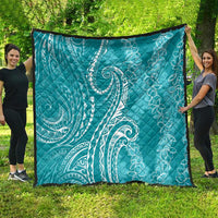 Polynesia Plumeria Lei Quilt Teal Curves Motif LT7 - Polynesian Pride