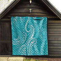 Polynesia Plumeria Lei Quilt Teal Curves Motif LT7 - Polynesian Pride