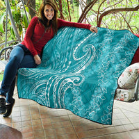 Polynesia Plumeria Lei Quilt Teal Curves Motif LT7 - Polynesian Pride