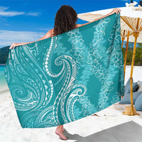 Polynesia Plumeria Lei Sarong Teal Curves Motif LT7 One Size 44 x 66 inches Teal - Polynesian Pride