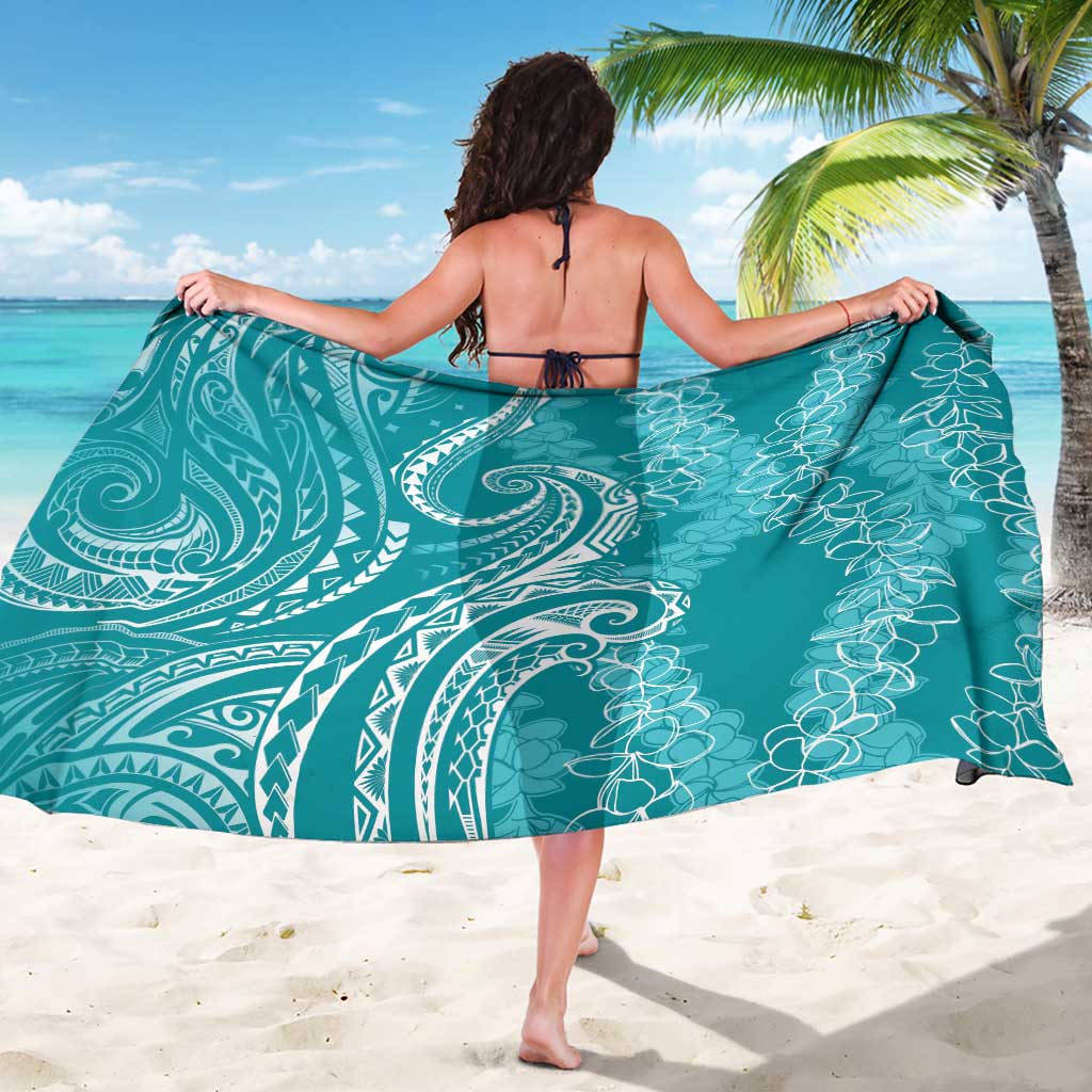 Polynesia Plumeria Lei Sarong Teal Curves Motif LT7 - Polynesian Pride