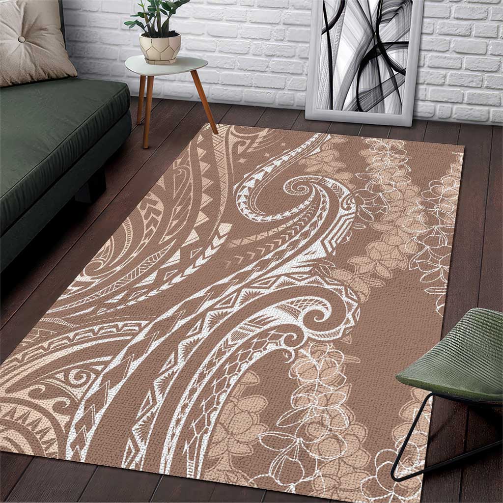 Polynesia Plumeria Lei Area Rug Beige Curves Motif LT7 Beige - Polynesian Pride