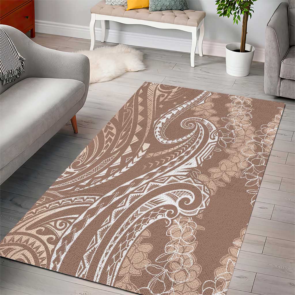 Polynesia Plumeria Lei Area Rug Beige Curves Motif LT7 - Polynesian Pride