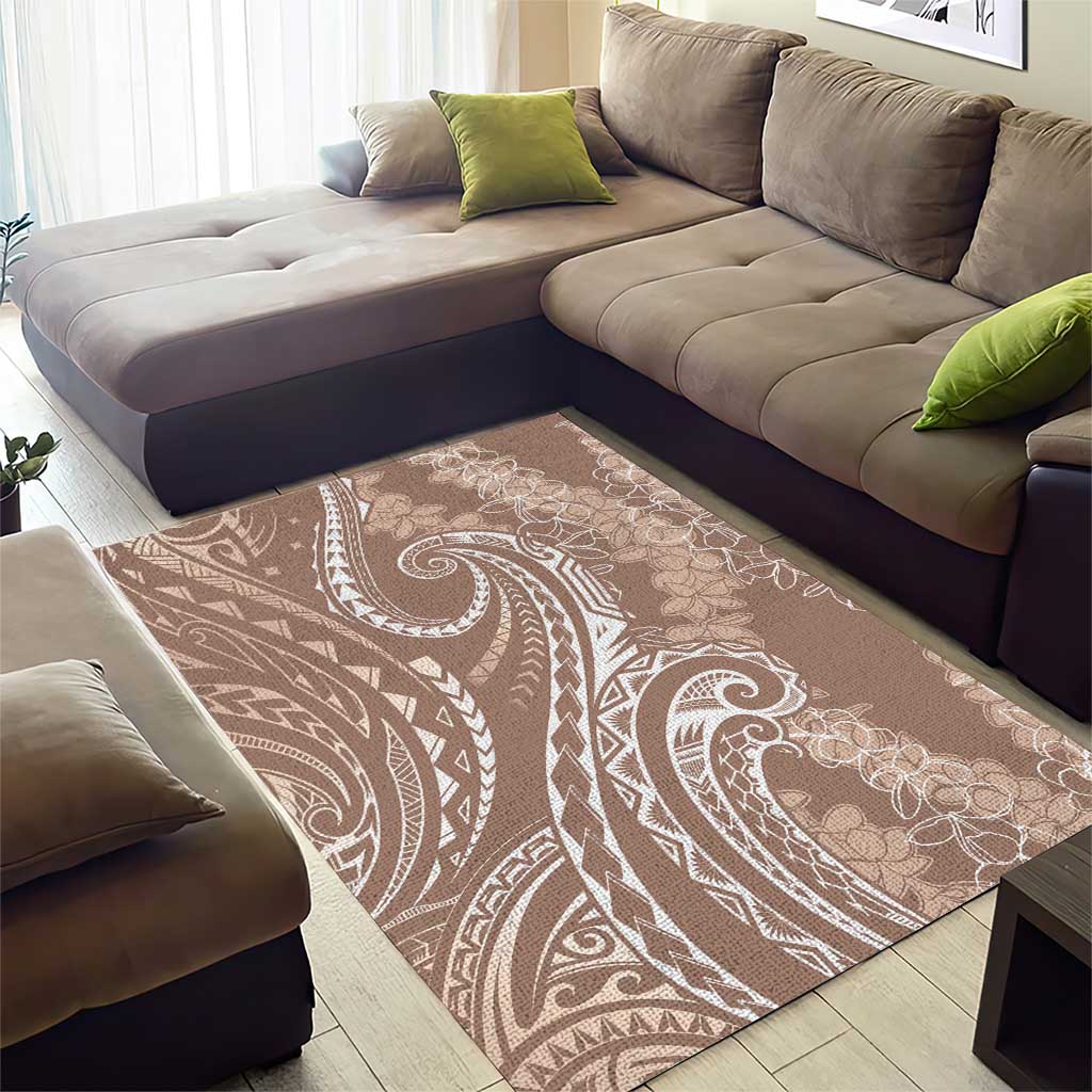 Polynesia Plumeria Lei Area Rug Beige Curves Motif LT7 - Polynesian Pride