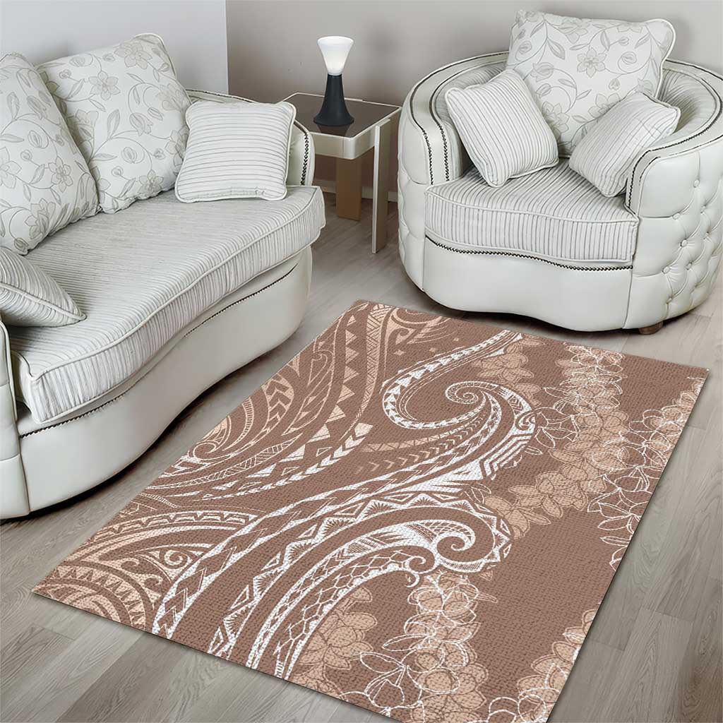 Polynesia Plumeria Lei Area Rug Beige Curves Motif LT7 - Polynesian Pride