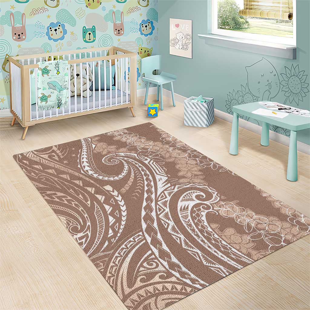 Polynesia Plumeria Lei Area Rug Beige Curves Motif LT7 - Polynesian Pride