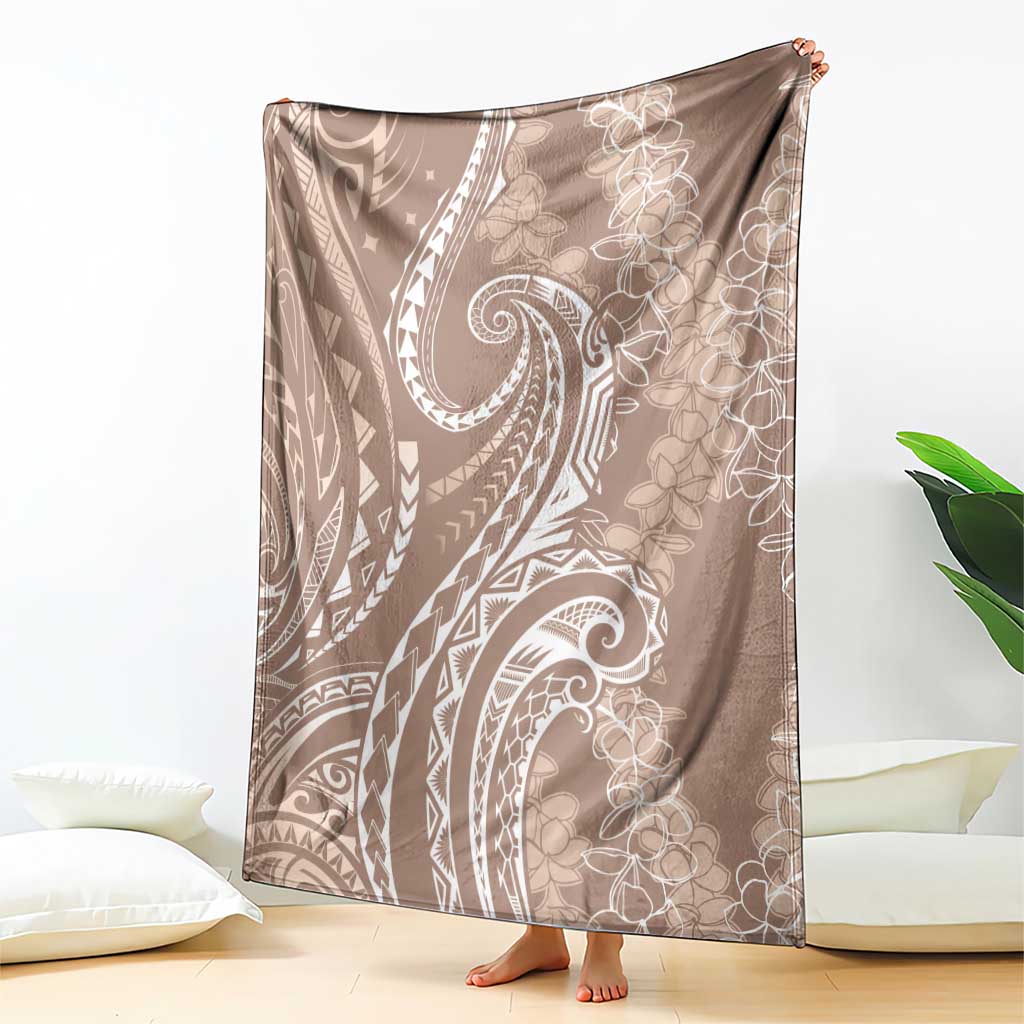 Polynesia Plumeria Lei Blanket Beige Curves Motif