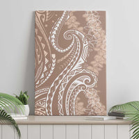 Polynesia Plumeria Lei Canvas Wall Art Beige Curves Motif