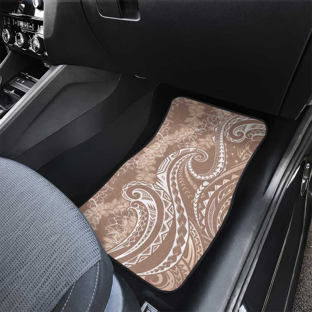 Polynesia Plumeria Lei Car Mats Beige Curves Motif LT7 - Polynesian Pride