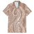 Polynesia Plumeria Lei Family Matching Off The Shoulder Long Sleeve Dress and Hawaiian Shirt Beige Curves Motif