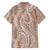 Polynesia Plumeria Lei Family Matching Off The Shoulder Long Sleeve Dress and Hawaiian Shirt Beige Curves Motif