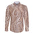 Polynesia Plumeria Lei Family Matching Off The Shoulder Long Sleeve Dress and Hawaiian Shirt Beige Curves Motif