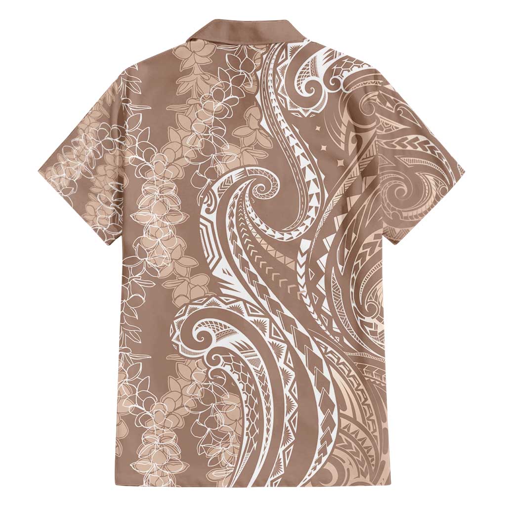 Polynesia Plumeria Lei Family Matching Tank Maxi Dress and Hawaiian Shirt Beige Curves Motif