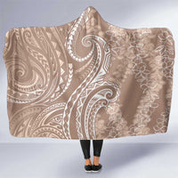 Polynesia Plumeria Lei Hooded Blanket Beige Curves Motif