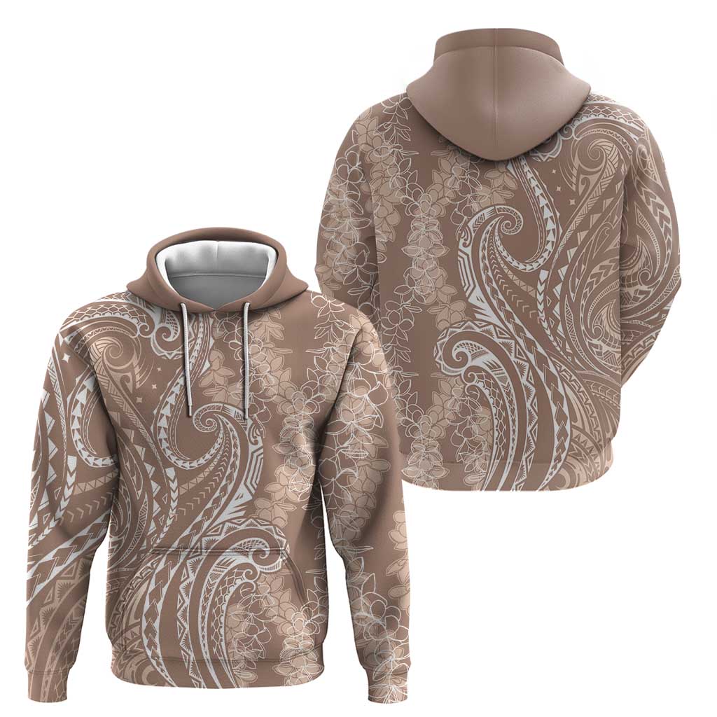 Polynesia Plumeria Lei Hoodie Beige Curves Motif