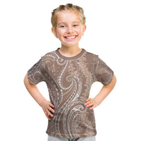 Polynesia Plumeria Lei Kid T Shirt Beige Curves Motif LT7 Beige - Polynesian Pride
