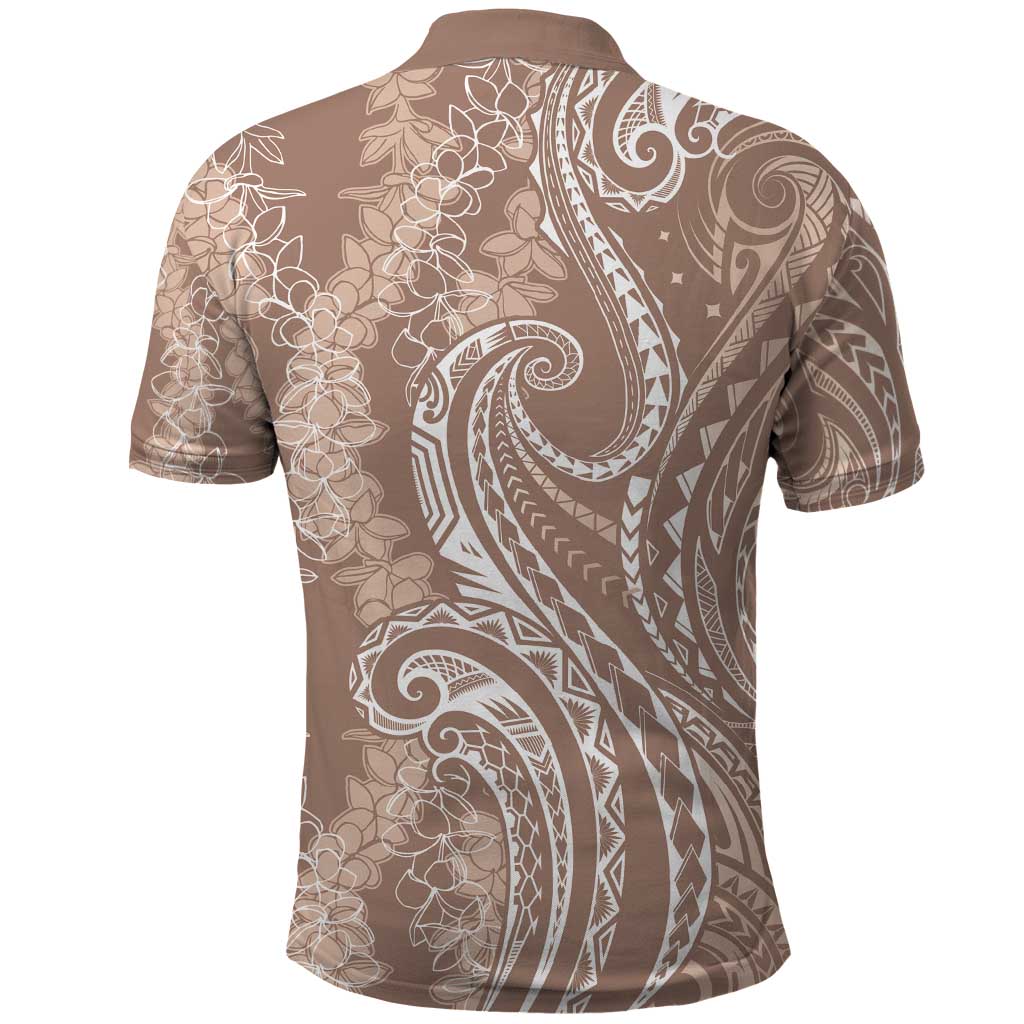 Polynesia Plumeria Lei Polo Shirt Beige Curves Motif