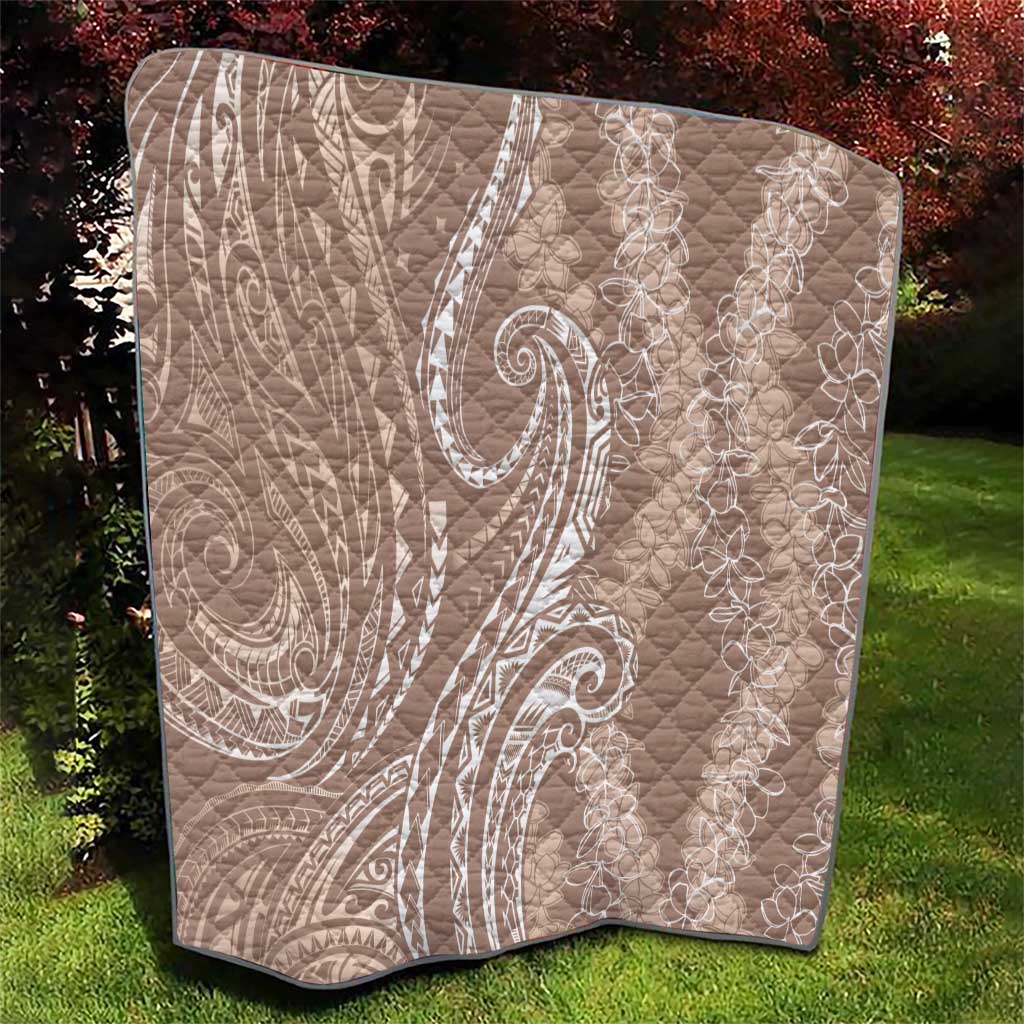 Polynesia Plumeria Lei Quilt Beige Curves Motif LT7 - Polynesian Pride