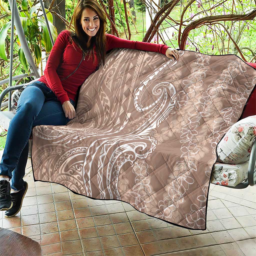 Polynesia Plumeria Lei Quilt Beige Curves Motif LT7 - Polynesian Pride