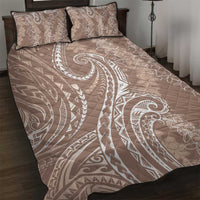 Polynesia Plumeria Lei Quilt Bed Set Beige Curves Motif