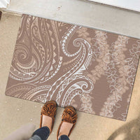 Polynesia Plumeria Lei Rubber Doormat Beige Curves Motif LT7 - Polynesian Pride