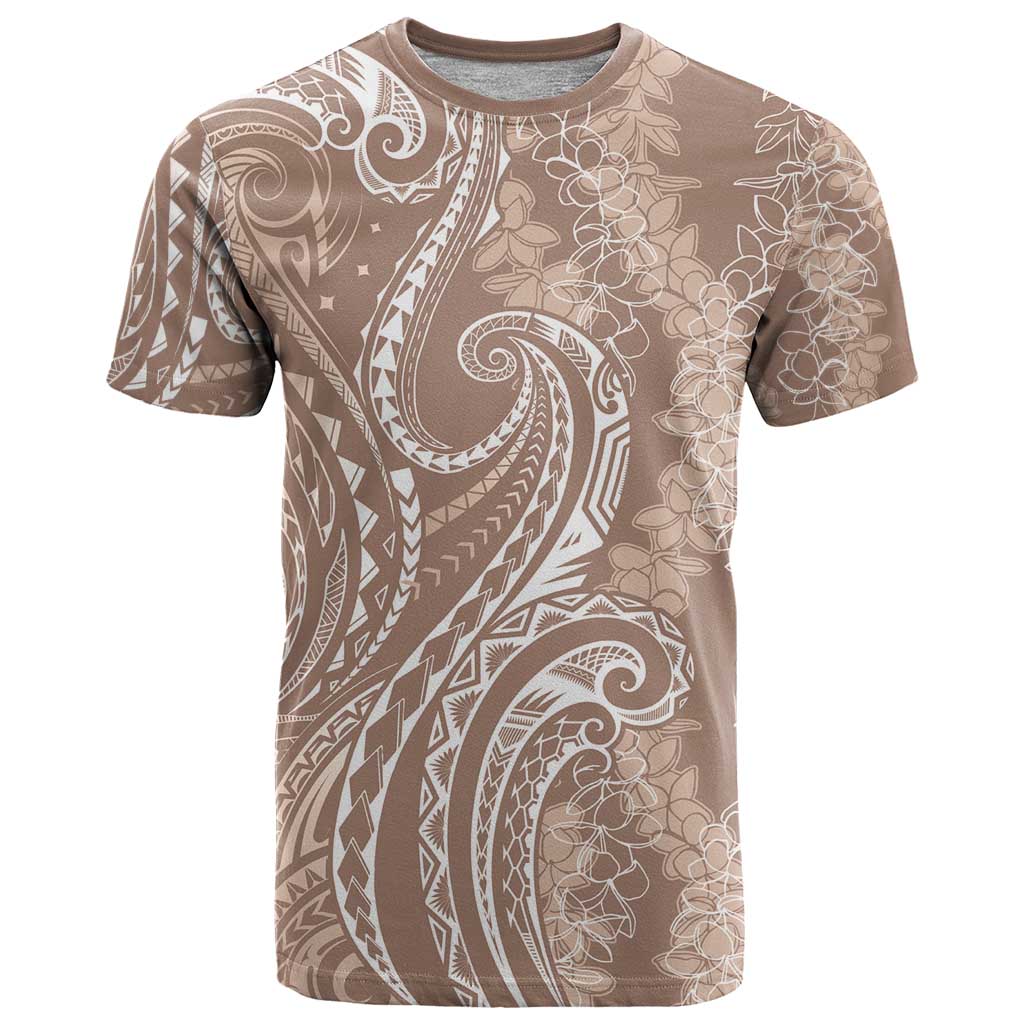 Polynesia Plumeria Lei T Shirt Beige Curves Motif LT7 Beige - Polynesian Pride