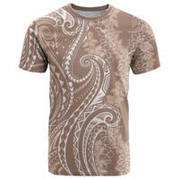 Polynesia Plumeria Lei T Shirt Beige Curves Motif LT7 Beige - Polynesian Pride