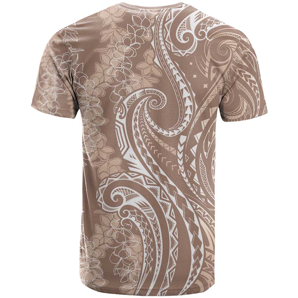 Polynesia Plumeria Lei T Shirt Beige Curves Motif LT7 - Polynesian Pride
