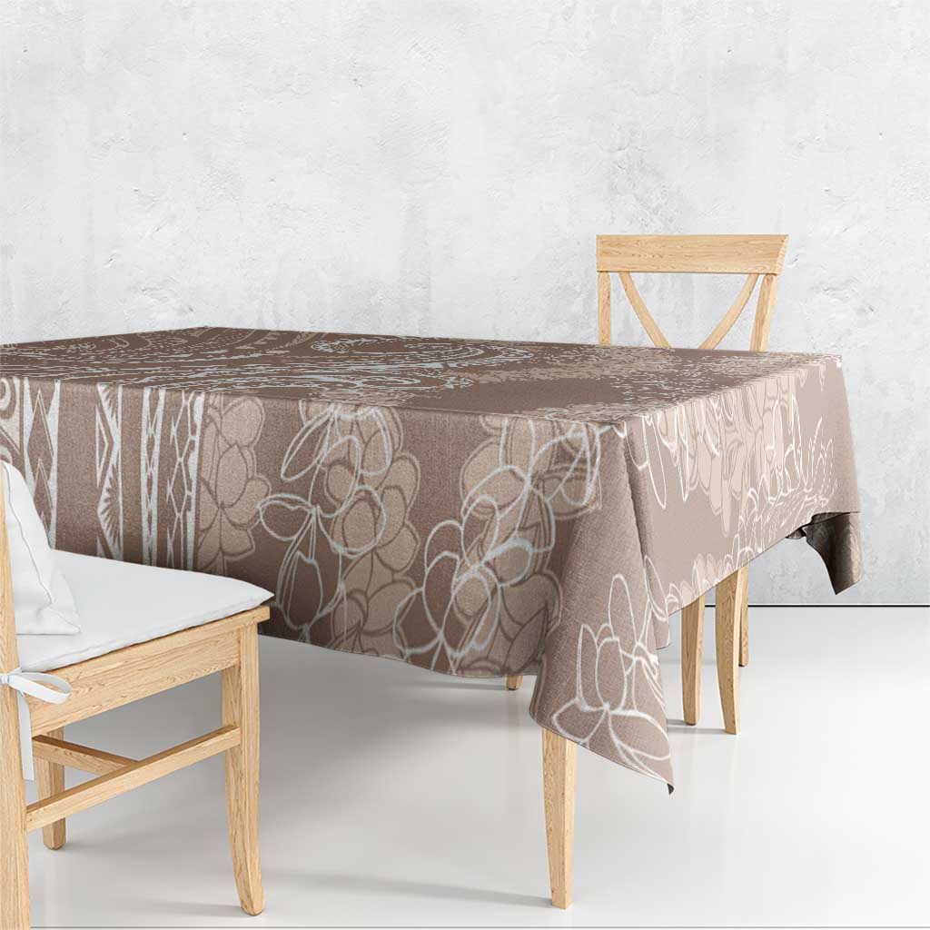 Polynesia Plumeria Lei Tablecloth Beige Curves Motif LT7 - Polynesian Pride