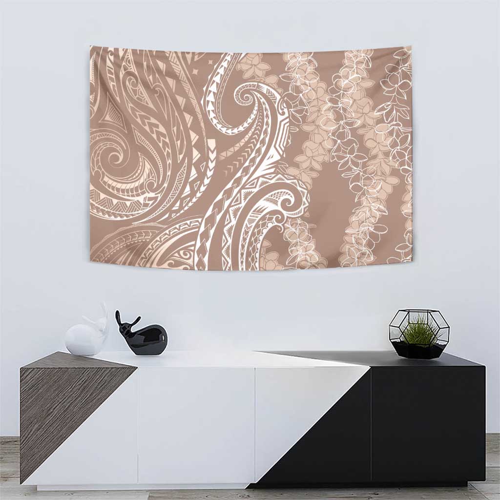 Polynesia Plumeria Lei Tapestry Beige Curves Motif