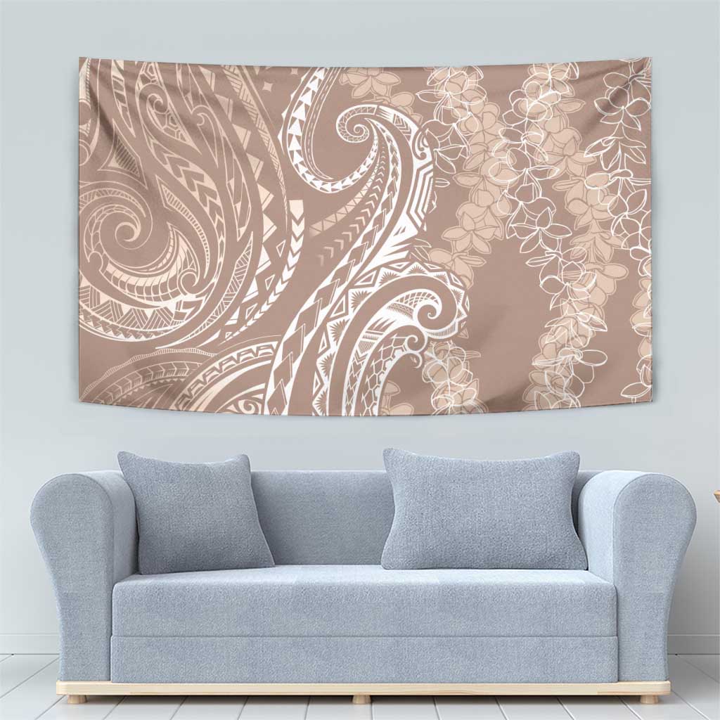 Polynesia Plumeria Lei Tapestry Beige Curves Motif